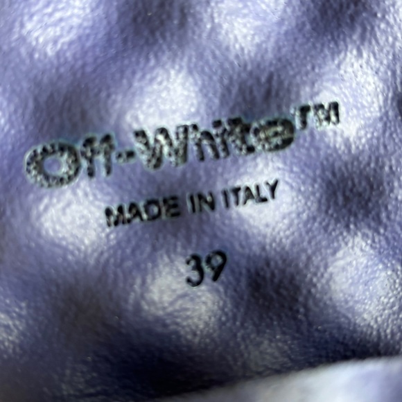 Off-White Luxury Italian Chelsea Leather Boots Purple Accent Chunky Sole Size 39 - Picture 9 of 12